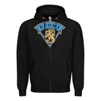 Black faded style suomi finland lion design Zipper Hoodie - linhVisuals
