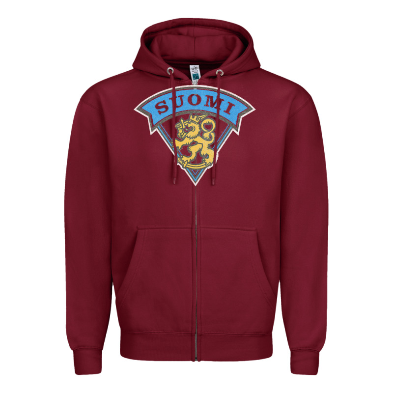 Faded Style Suomi Finland Lion Design Zipper Hoodie by linhVisuals | Teevron