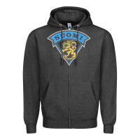 Charcoal Heather faded style suomi finland lion design Zipper Hoodie - linhVisuals