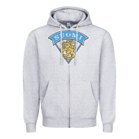 Heather Grey faded style suomi finland lion design Zipper Hoodie - linhVisuals