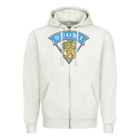 Oatmeal Heather faded style suomi finland lion design Zipper Hoodie - linhVisuals