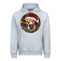 Heather Grey Hereford Cow Christmas Urban Hoodie - RanaPortraitStore
