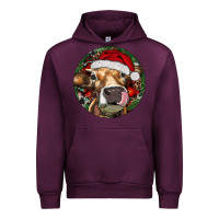 Mauve Wine Hereford Cow Christmas Urban Hoodie - RanaPortraitStore