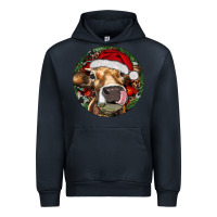 Navy Hereford Cow Christmas Urban Hoodie - RanaPortraitStore