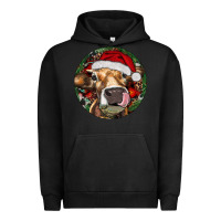 Pigment Black Hereford Cow Christmas Urban Hoodie - RanaPortraitStore