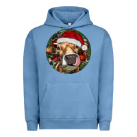 Pigment Pebble Blue Hereford Cow Christmas Urban Hoodie - RanaPortraitStore