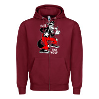 Burgundy big bad wolf Zipper Hoodie - linhVisuals