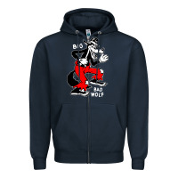 Navy big bad wolf Zipper Hoodie - linhVisuals
