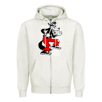 Oatmeal Heather big bad wolf Zipper Hoodie - linhVisuals