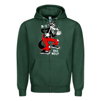 Sports Green big bad wolf Zipper Hoodie - linhVisuals
