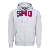 Heather Grey The SMU Athletics wordmark Zipper Hoodie - linhVisuals