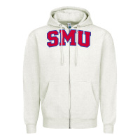 Oatmeal Heather The SMU Athletics wordmark Zipper Hoodie - linhVisuals