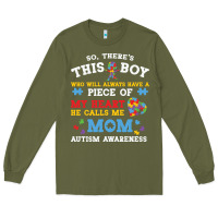 Army Green LIL Autism Mom Long Sleeve Tee - CowhideDigitalArt