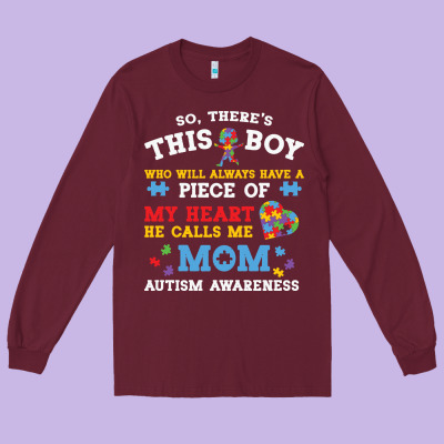 Lil Autism Mom Long Sleeve Tee Designed By Cowhidedigitalart