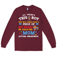 Burgundy LIL Autism Mom Long Sleeve Tee - CowhideDigitalArt