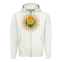 Oatmeal Heather king crimson Zipper Hoodie - linhVisuals
