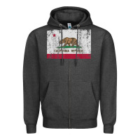 Charcoal Heather california flag womens mens heavy distressed vintage gift t shirt Zipper Hoodie - linhVisuals