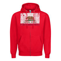 Red california flag womens mens heavy distressed vintage gift t shirt Zipper Hoodie - linhVisuals