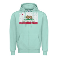 Seafoam california flag womens mens heavy distressed vintage gift t shirt Zipper Hoodie - linhVisuals