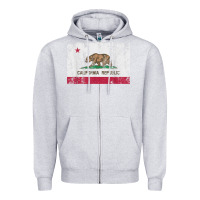 Heather Grey california flag womens mens heavy distressed vintage gift t shirt Zipper Hoodie - linhVisuals