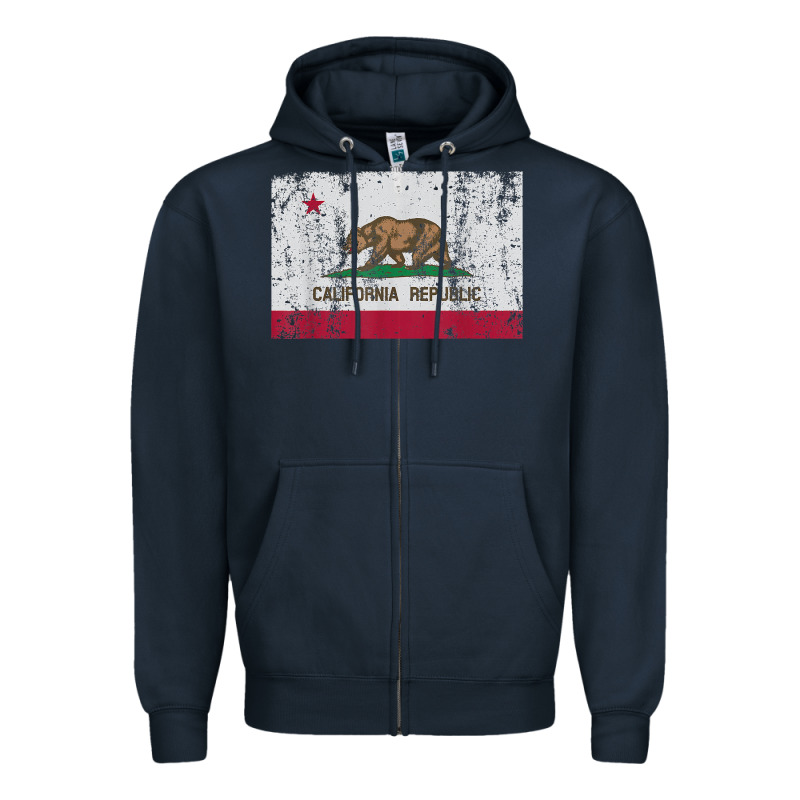 California Flag Womens Mens Heavy Distressed Vintage Gift T Shirt Zipper Hoodie by linhVisuals | Teevron