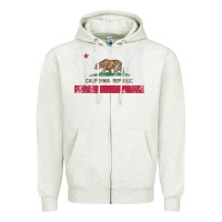Oatmeal Heather california flag womens mens heavy distressed vintage gift t shirt Zipper Hoodie - linhVisuals