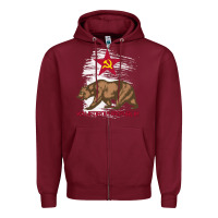 Burgundy california republic communist kalifornia t shirt Zipper Hoodie - linhVisuals