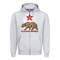 Heather Grey california republic communist kalifornia t shirt Zipper Hoodie - linhVisuals