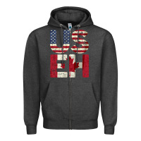 Charcoal Heather canada us eh american canadian flag vintage america colors patriotic g Zipper Hoodie - linhVisuals
