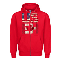Red canada us eh american canadian flag vintage america colors patriotic g Zipper Hoodie - linhVisuals