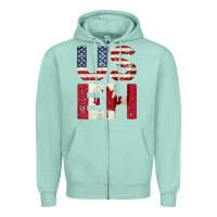 Seafoam canada us eh american canadian flag vintage america colors patriotic g Zipper Hoodie - linhVisuals