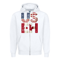 White canada us eh american canadian flag vintage america colors patriotic g Zipper Hoodie - linhVisuals