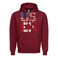 Burgundy canada us eh american canadian flag vintage america colors patriotic g Zipper Hoodie - linhVisuals