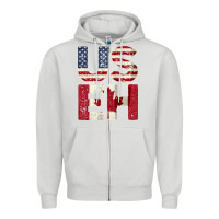 Dove Grey canada us eh american canadian flag vintage america colors patriotic g Zipper Hoodie - linhVisuals