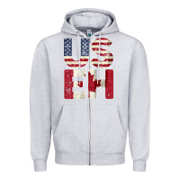 Heather Grey canada us eh american canadian flag vintage america colors patriotic g Zipper Hoodie - linhVisuals
