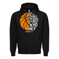 Black christian basketball i can do all things through christ philippians 41 Zipper Hoodie - linhVisuals