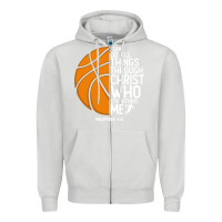 Dove Grey christian basketball i can do all things through christ philippians 41 Zipper Hoodie - linhVisuals