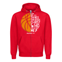Red christian basketball i can do all things through christ philippians 41 Zipper Hoodie - linhVisuals