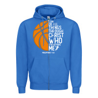 True Royal christian basketball i can do all things through christ philippians 41 Zipper Hoodie - linhVisuals