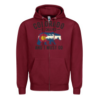 Burgundy colorado is calling and i must go state flag with wild bear Zipper Hoodie - linhVisuals