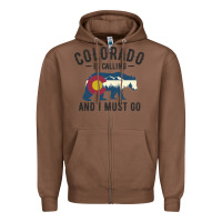 Chestnut colorado is calling and i must go state flag with wild bear Zipper Hoodie - linhVisuals