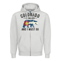 Dove Grey colorado is calling and i must go state flag with wild bear Zipper Hoodie - linhVisuals