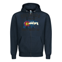 Navy colorado is calling and i must go state flag with wild bear Zipper Hoodie - linhVisuals