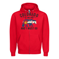 Red colorado is calling and i must go state flag with wild bear Zipper Hoodie - linhVisuals