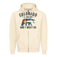 Sandshell colorado is calling and i must go state flag with wild bear Zipper Hoodie - linhVisuals