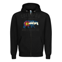 Black colorado is calling and i must go state flag with wild bear Zipper Hoodie - linhVisuals