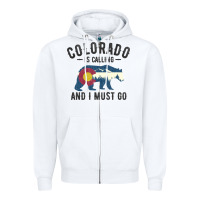 White colorado is calling and i must go state flag with wild bear Zipper Hoodie - linhVisuals