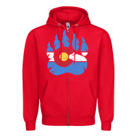 Red colorado state flag bear paw print pocket place Zipper Hoodie - linhVisuals