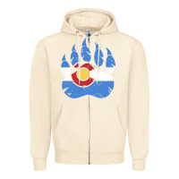 Sandshell colorado state flag bear paw print pocket place Zipper Hoodie - linhVisuals
