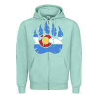 Seafoam colorado state flag bear paw print pocket place Zipper Hoodie - linhVisuals